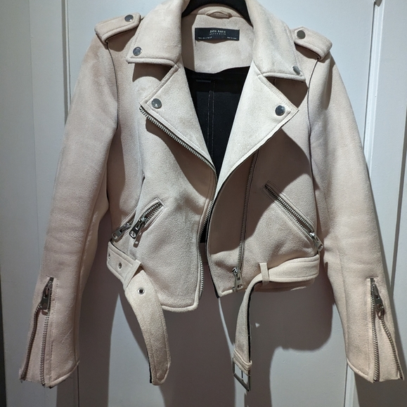 Zara micro-suede biker jacket - blush pink - Picture 2 of 3